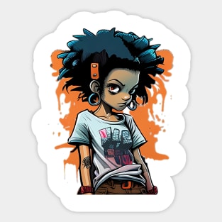 Urban Girl - Urban girl in cartoon style Sticker